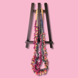 PRICE DROP RARE 1960s dried dyed corn necklaces with leather neck straps